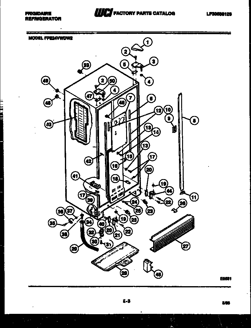 Frigidaire FPE24VWDF2 cabinet parts diagram