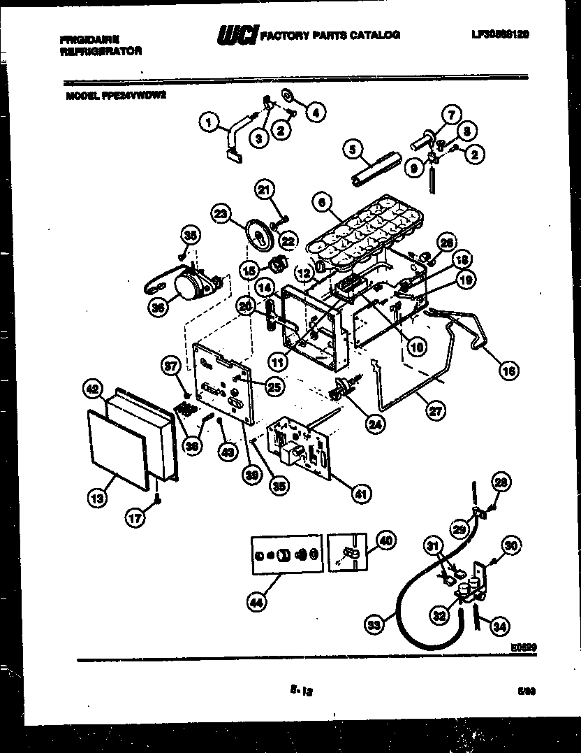 Frigidaire FPE24VWDF2 ice maker and installation parts diagram