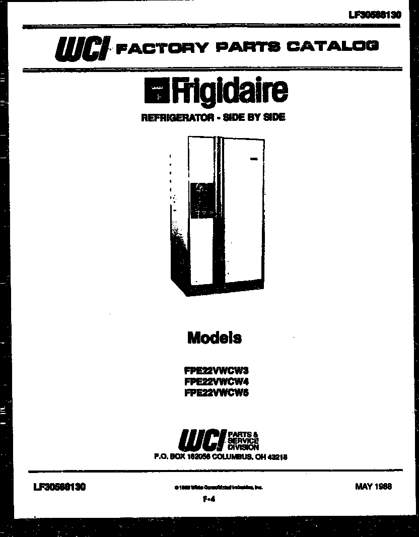Frigidaire FPE22VWCF5 front cover diagram