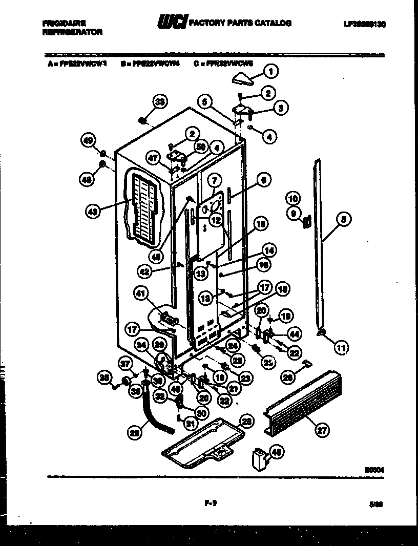 Frigidaire FPE22VWCF5 cabinet parts diagram