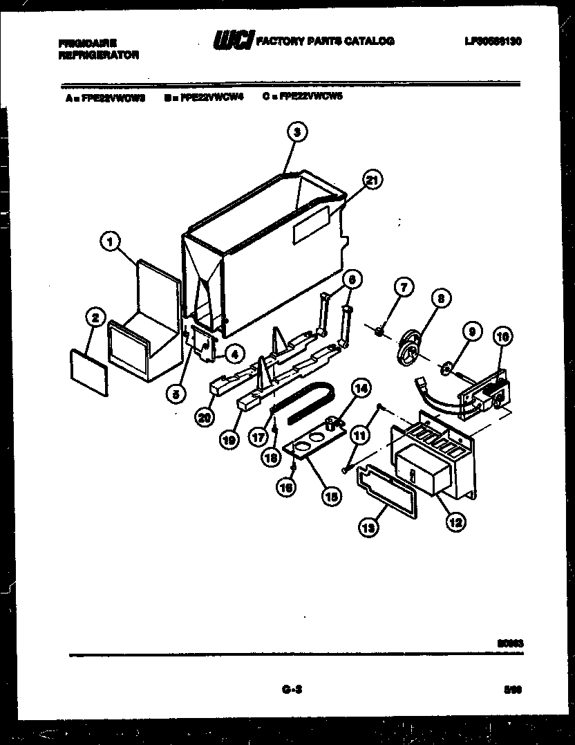 Frigidaire FPE22VWCF5 ice dispenser diagram
