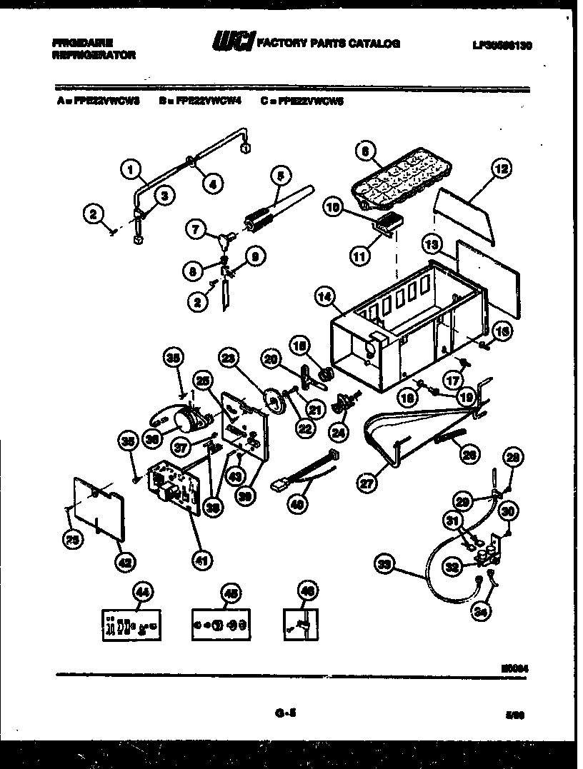 Frigidaire FPE22VWCF5 ice maker and installation parts diagram