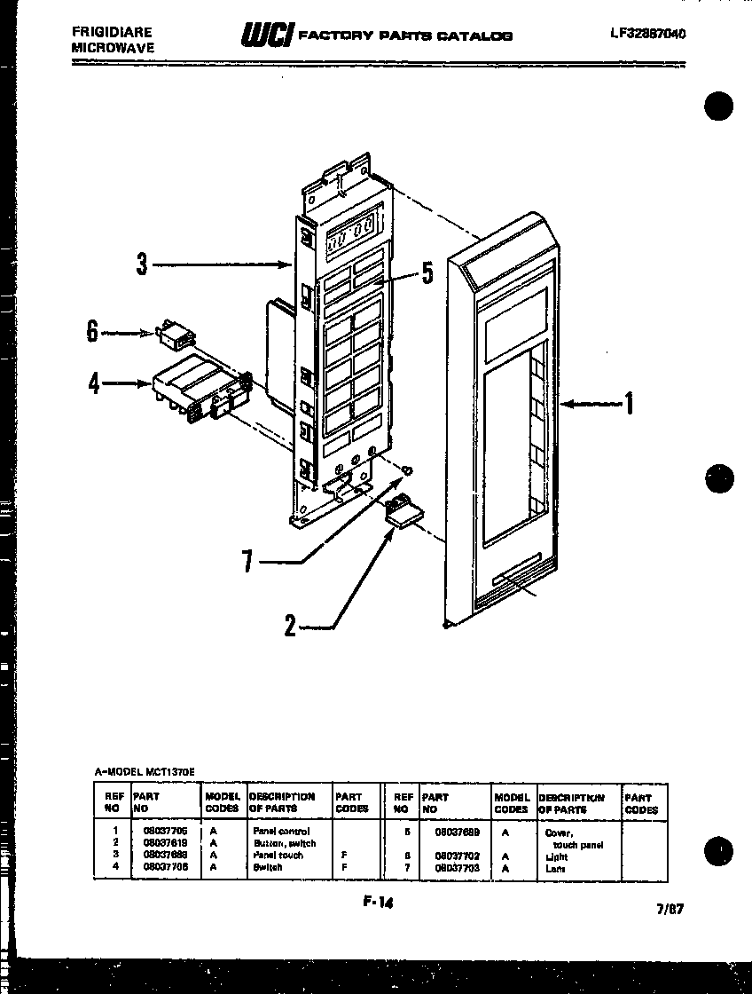 Frigidaire MCT1370E control panel diagram