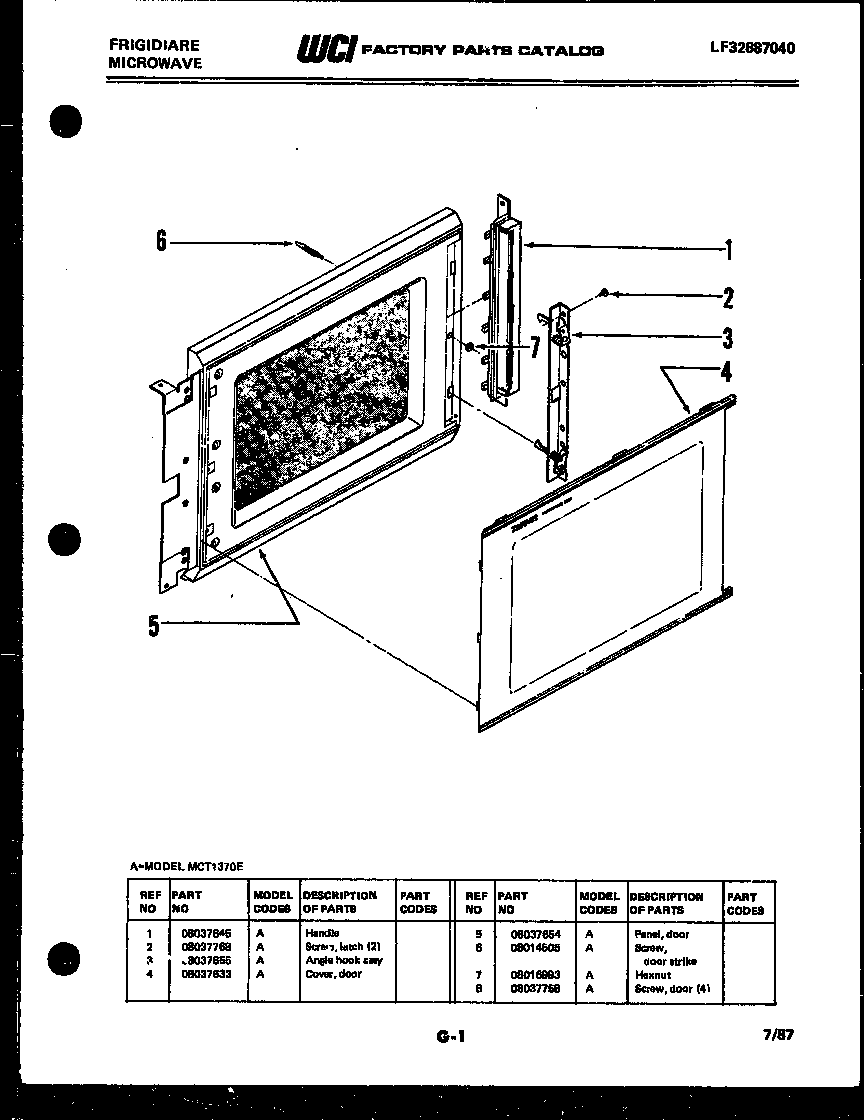 Frigidaire MCT1370E door parts diagram