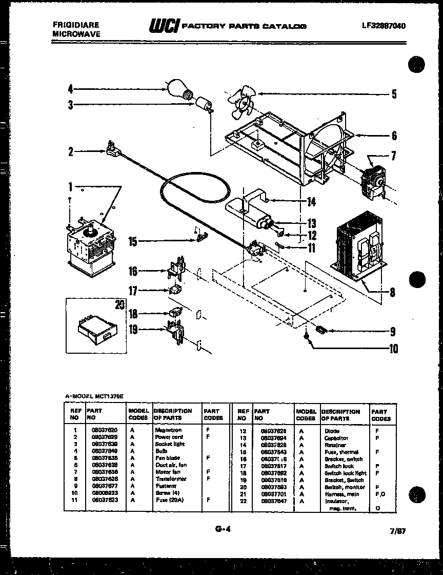 Frigidaire MCT1370E power control diagram