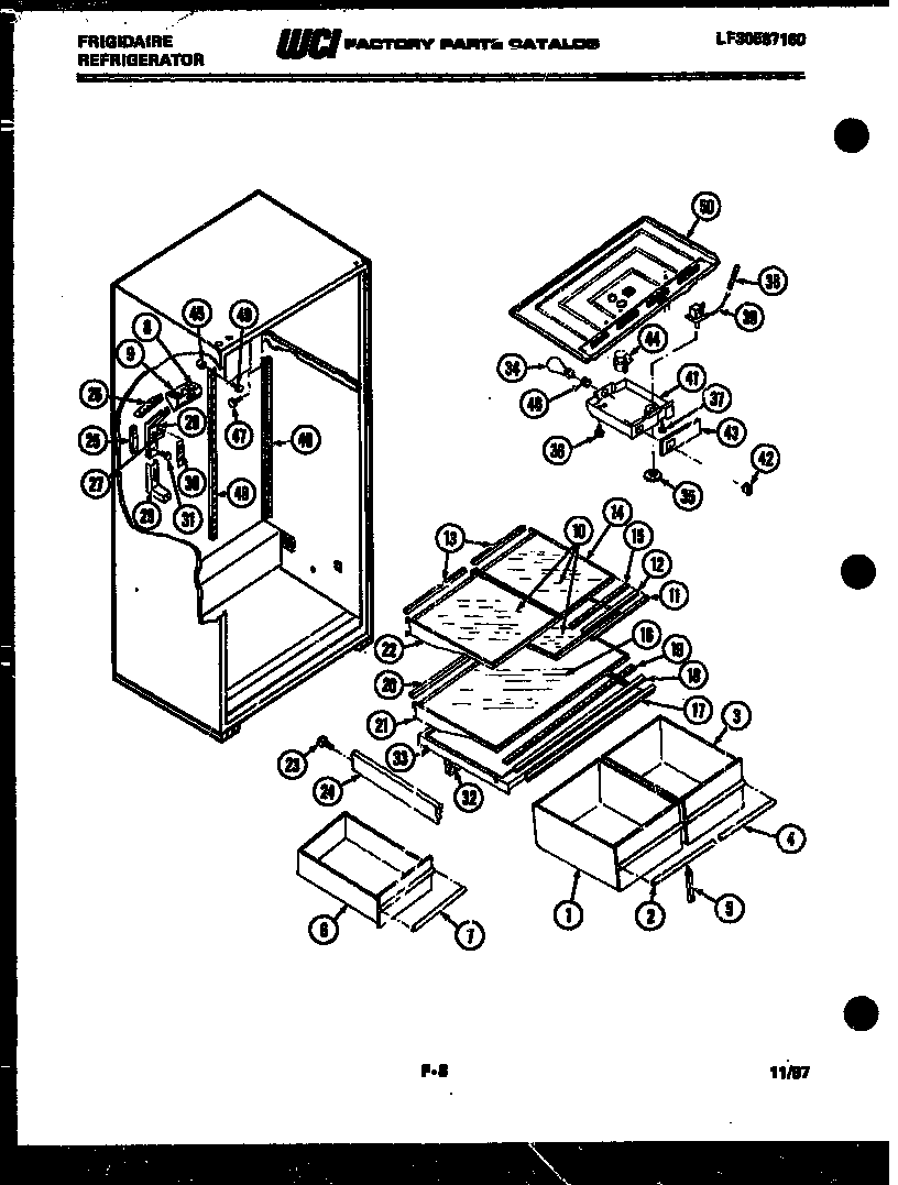 Frigidaire FPE21TCH1 cabinet parts diagram