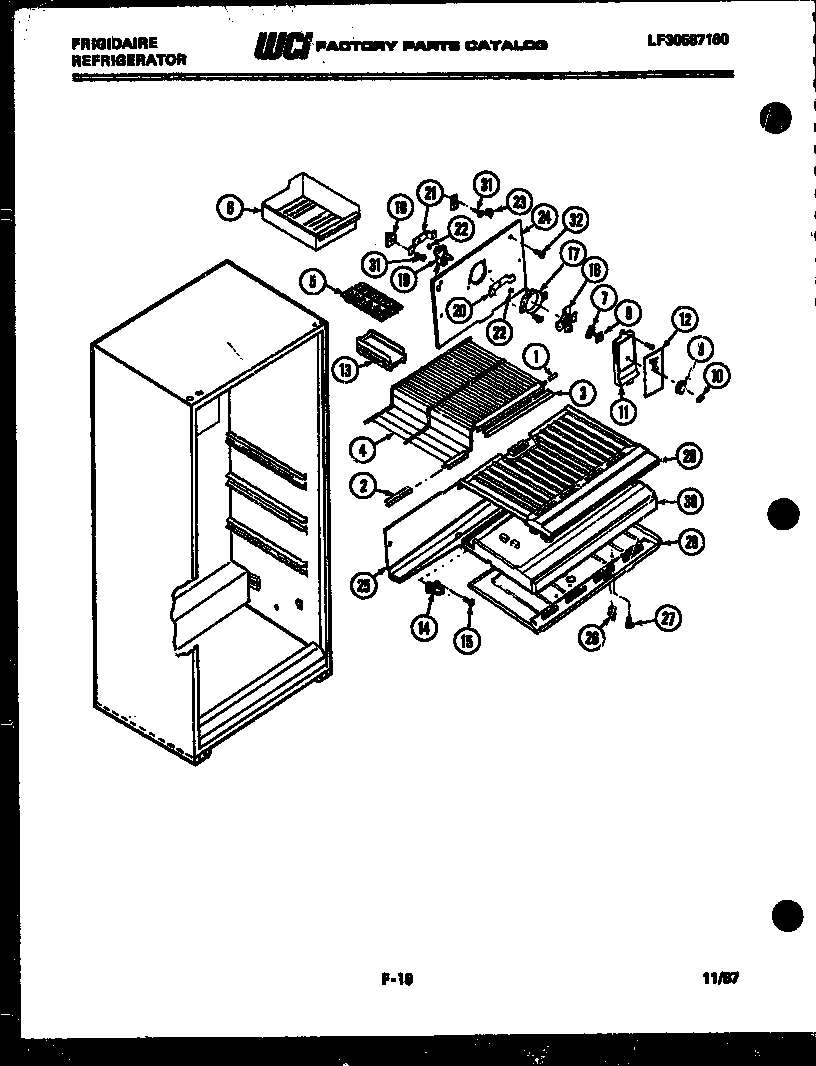 Frigidaire FPE21TCH1 shelves and supports diagram