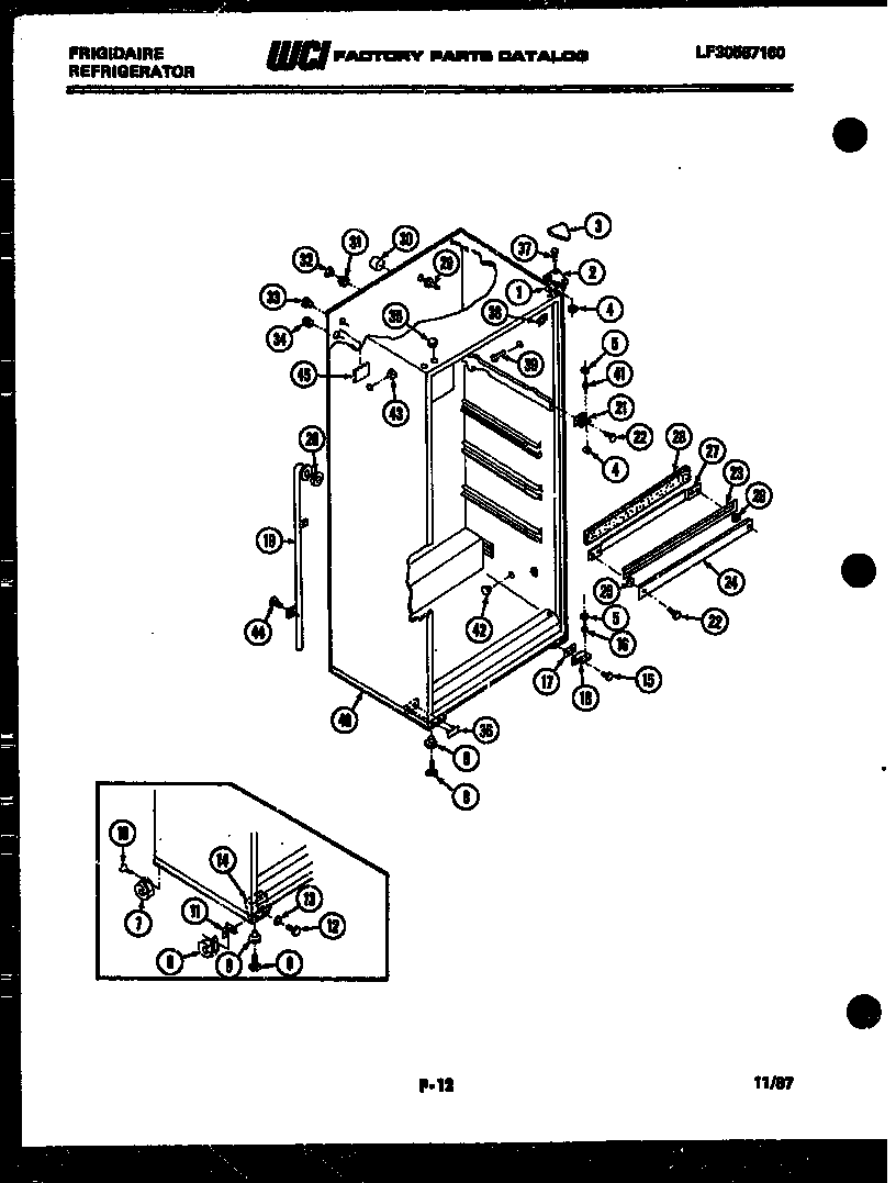 Frigidaire FPE21TCH1 cabinet parts diagram