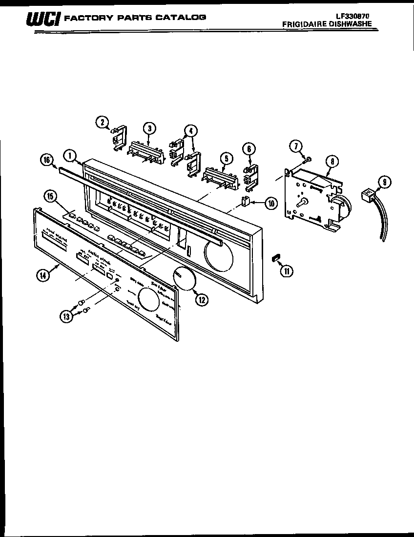 Frigidaire DW5500CDW2 console and control parts diagram