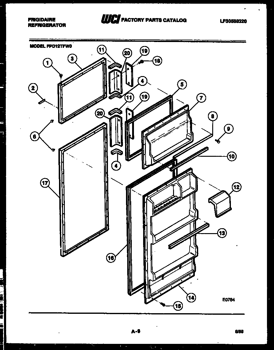 Frigidaire FPD12TFW0 door parts diagram