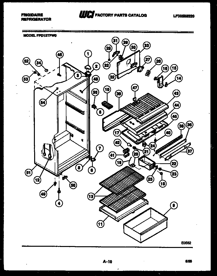 Frigidaire FPD12TFW0 cabinet parts diagram