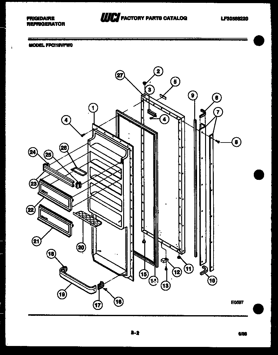 Frigidaire FPCI19VFA0 refrigerator door parts diagram