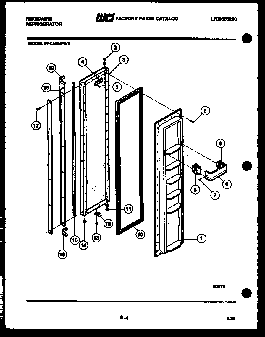Frigidaire FPCI19VFA0 freezer door parts diagram