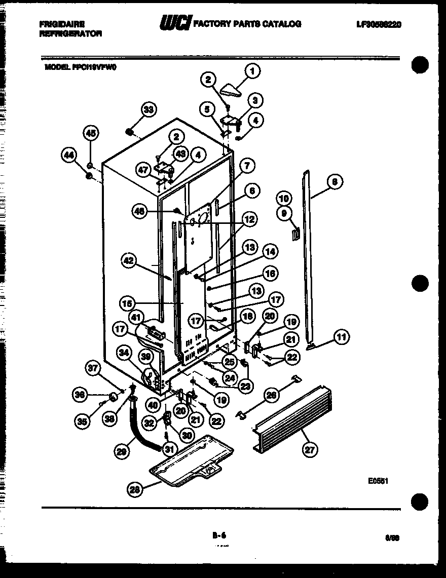Frigidaire FPCI19VFA0 cabinet parts diagram