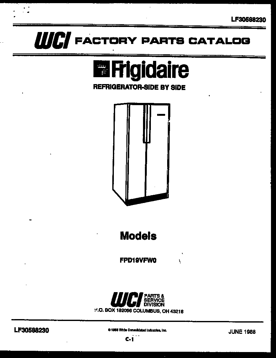 Frigidaire FPD19VFH0 front cover diagram