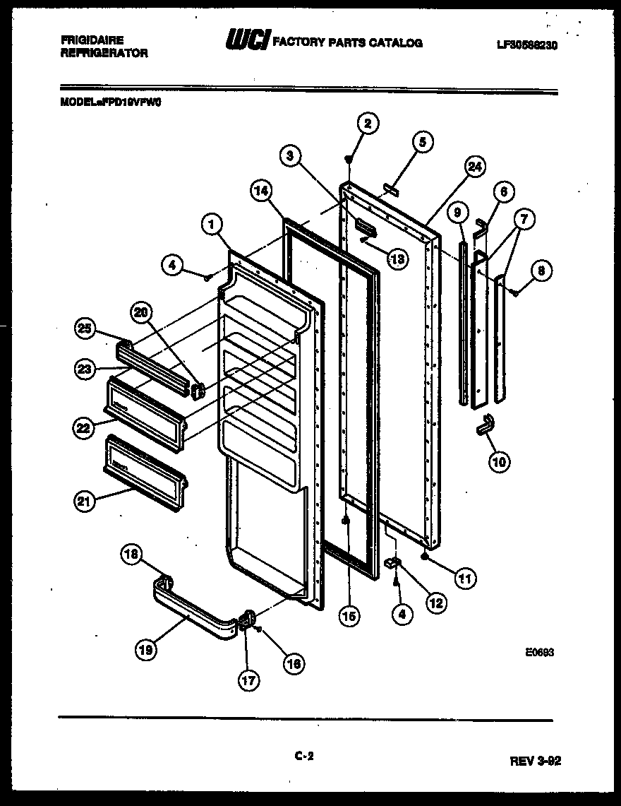 Frigidaire FPD19VFH0 refrigerator door parts diagram