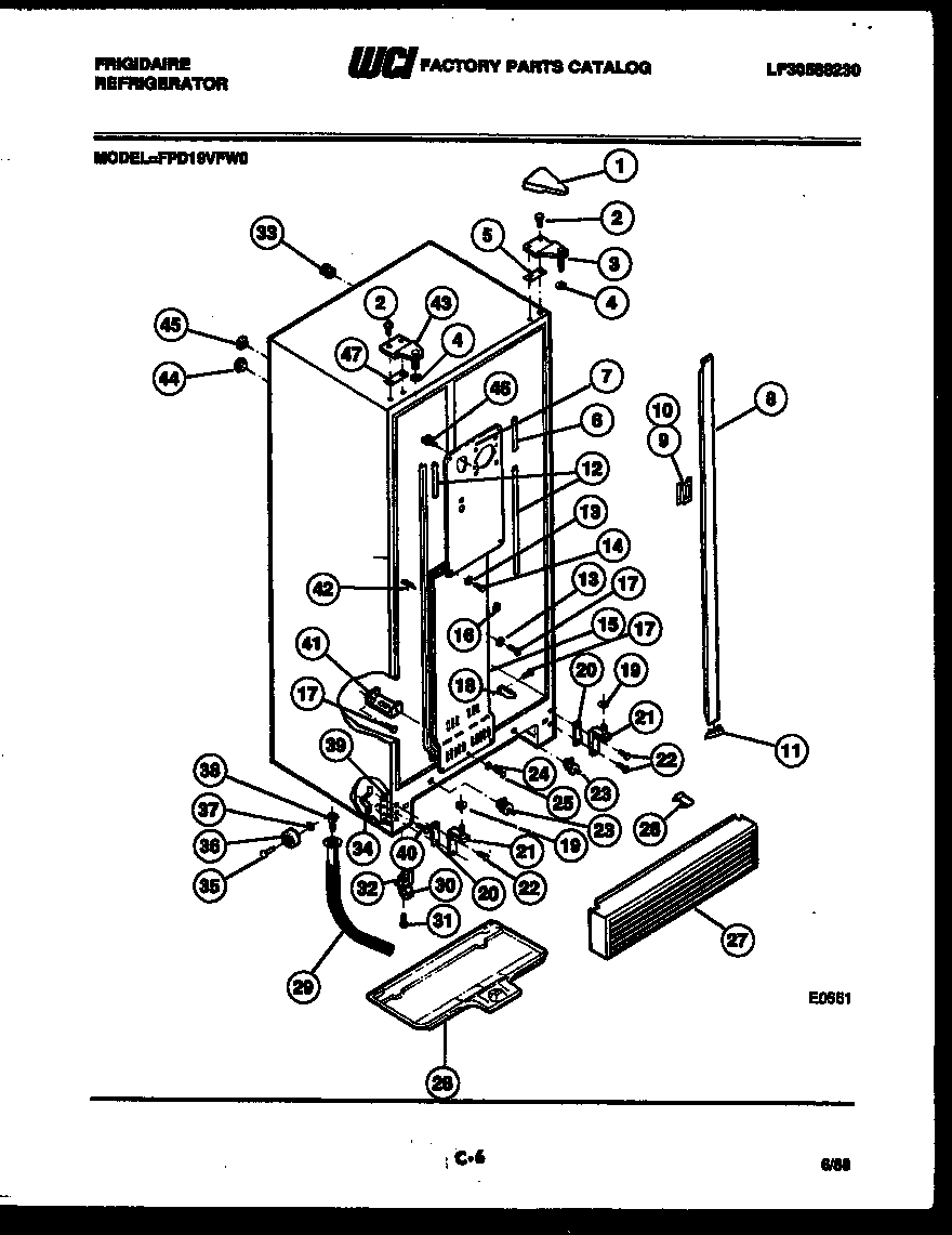Frigidaire FPD19VFH0 cabinet parts diagram