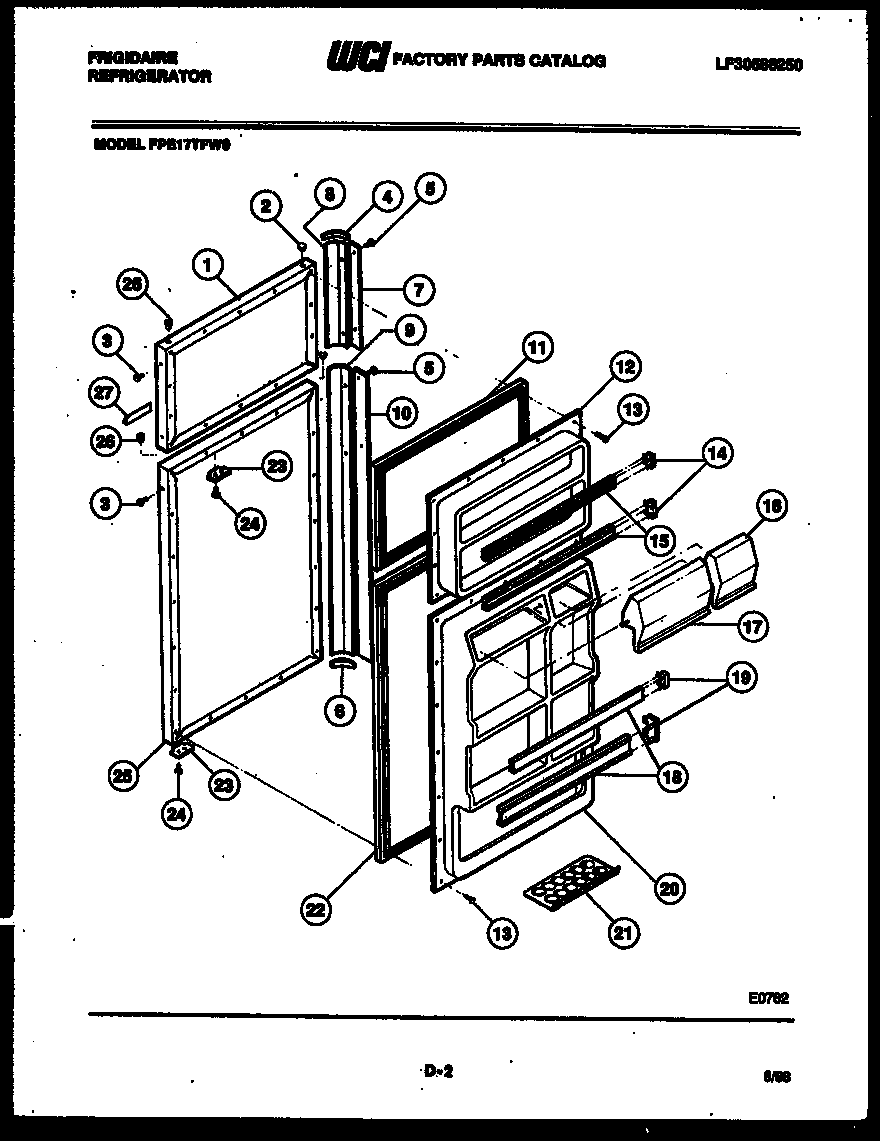 Frigidaire FPE17TFH0 door parts diagram