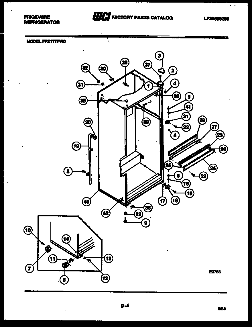 Frigidaire FPE17TFH0 cabinet parts diagram