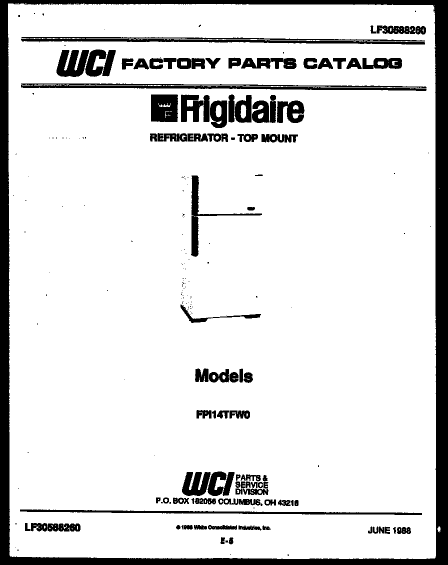 Frigidaire FPI14TFA0 cover page diagram