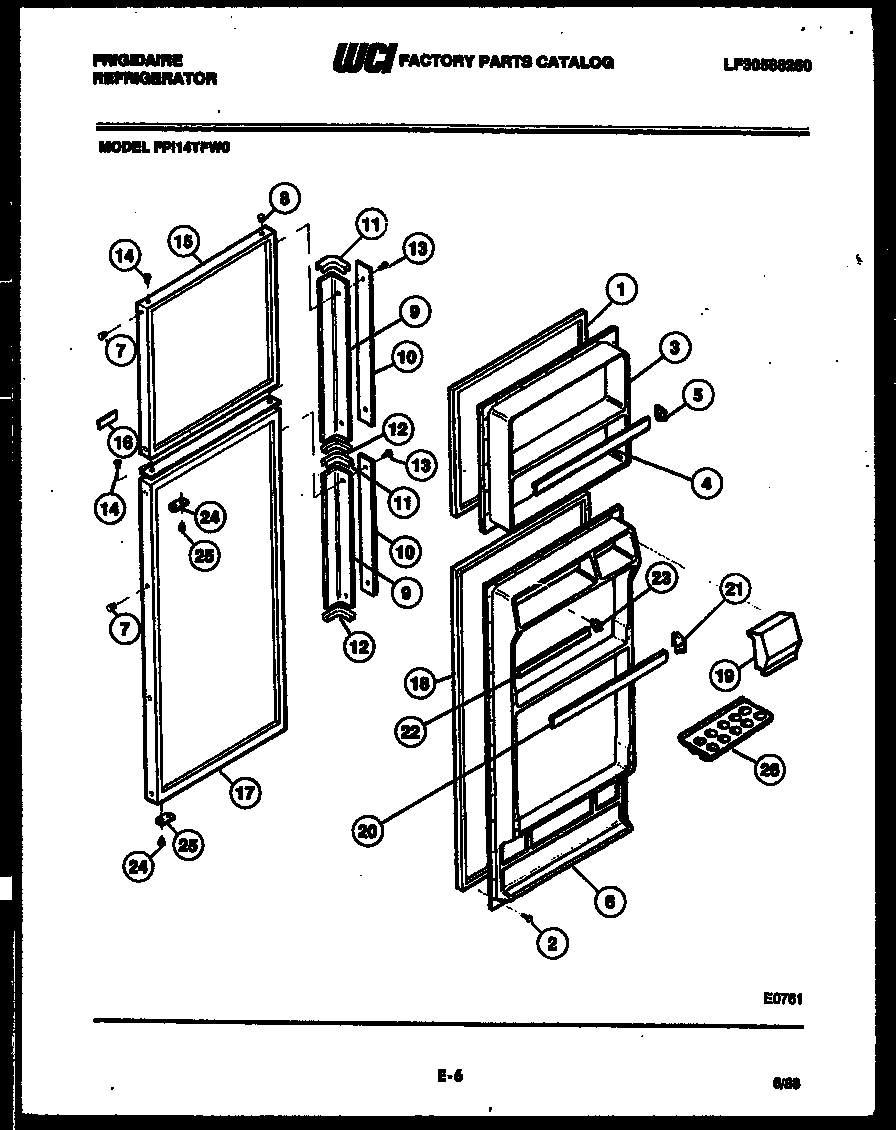 Frigidaire FPI14TFA0 door parts diagram
