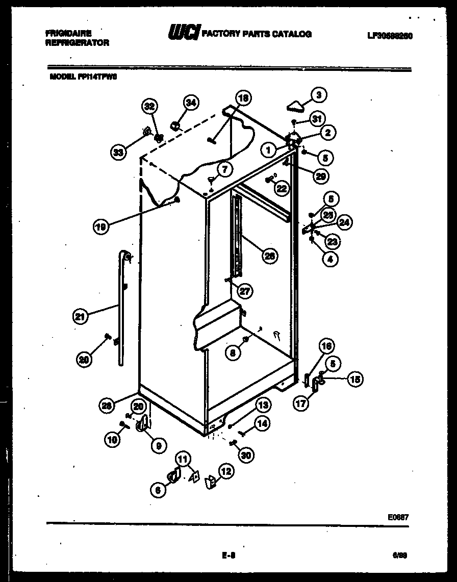 Frigidaire FPI14TFA0 cabinet parts diagram