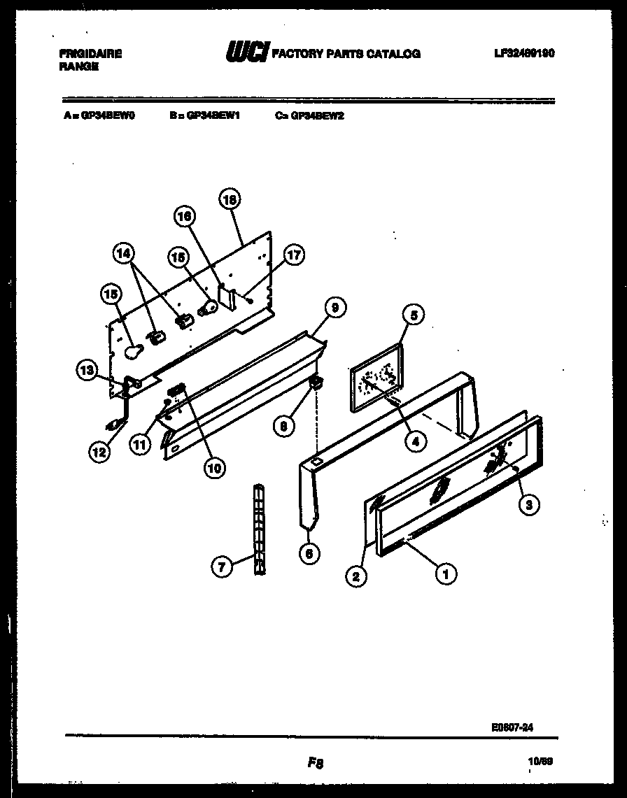 Frigidaire GP34BEL0 backguard diagram