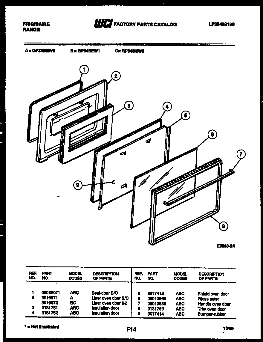 Frigidaire GP34BEL0 door parts diagram