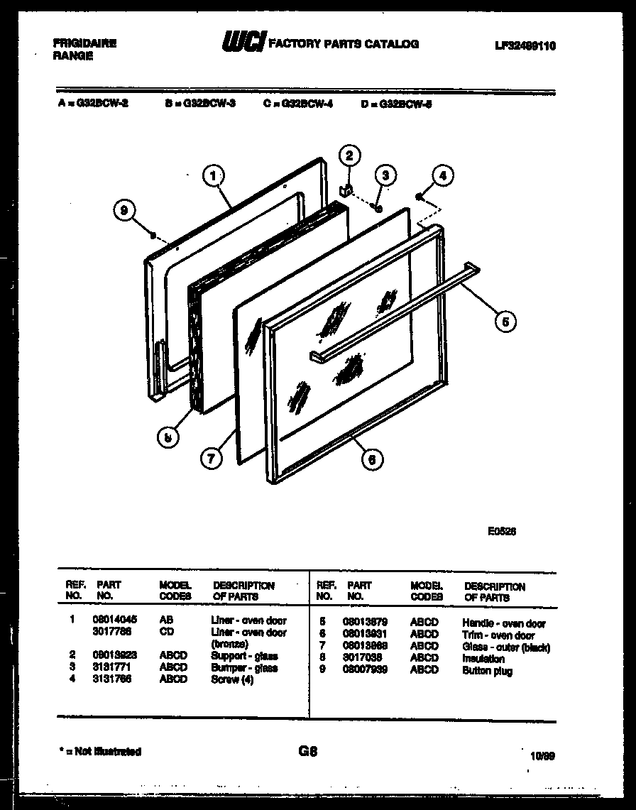 Frigidaire G32BCL2 door parts diagram