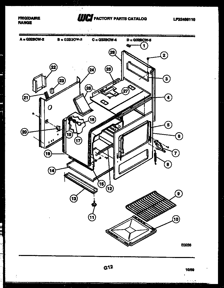 Frigidaire G32BCL2 body parts diagram