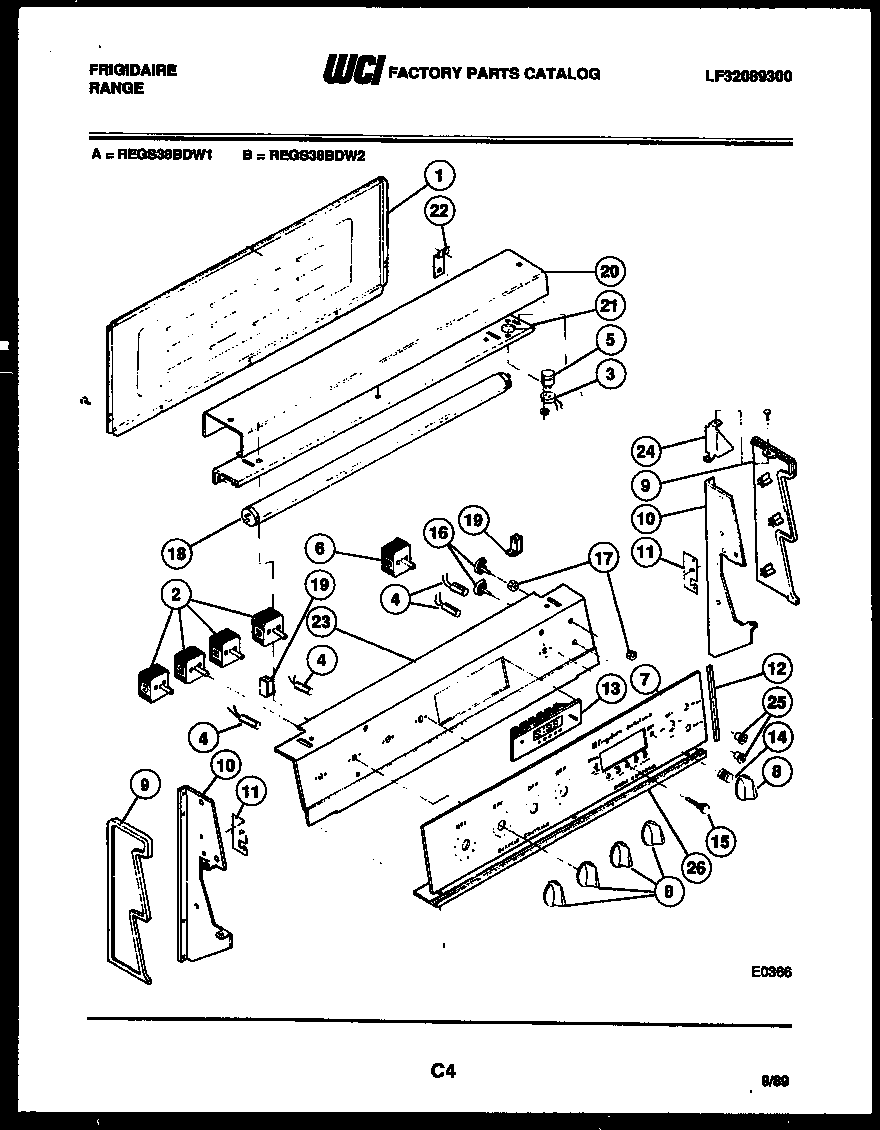 Frigidaire REGS38BDW1 backguard diagram