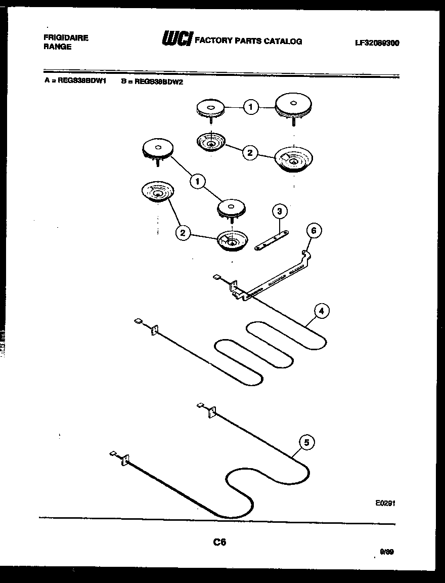 Frigidaire REGS38BDW1 broiler parts diagram