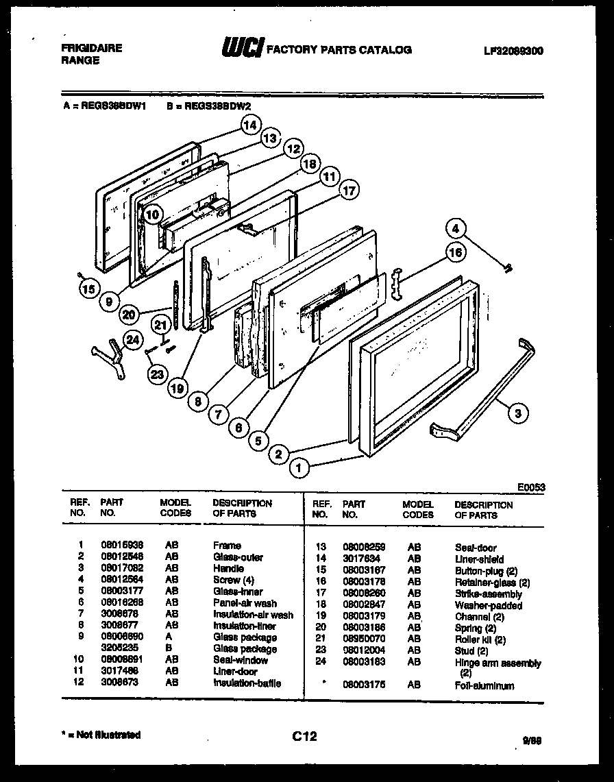 Frigidaire REGS38BDW1 door parts diagram