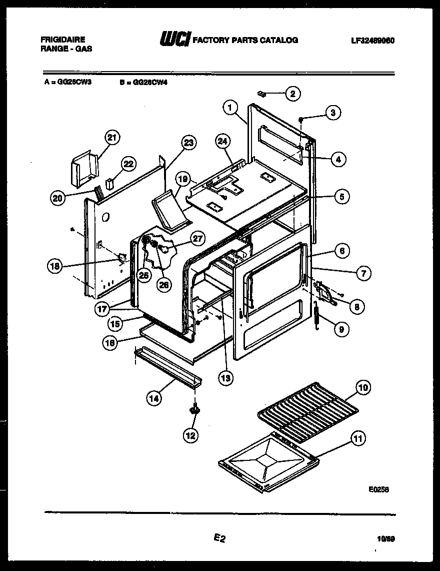 Frigidaire GG26CW4 body parts diagram