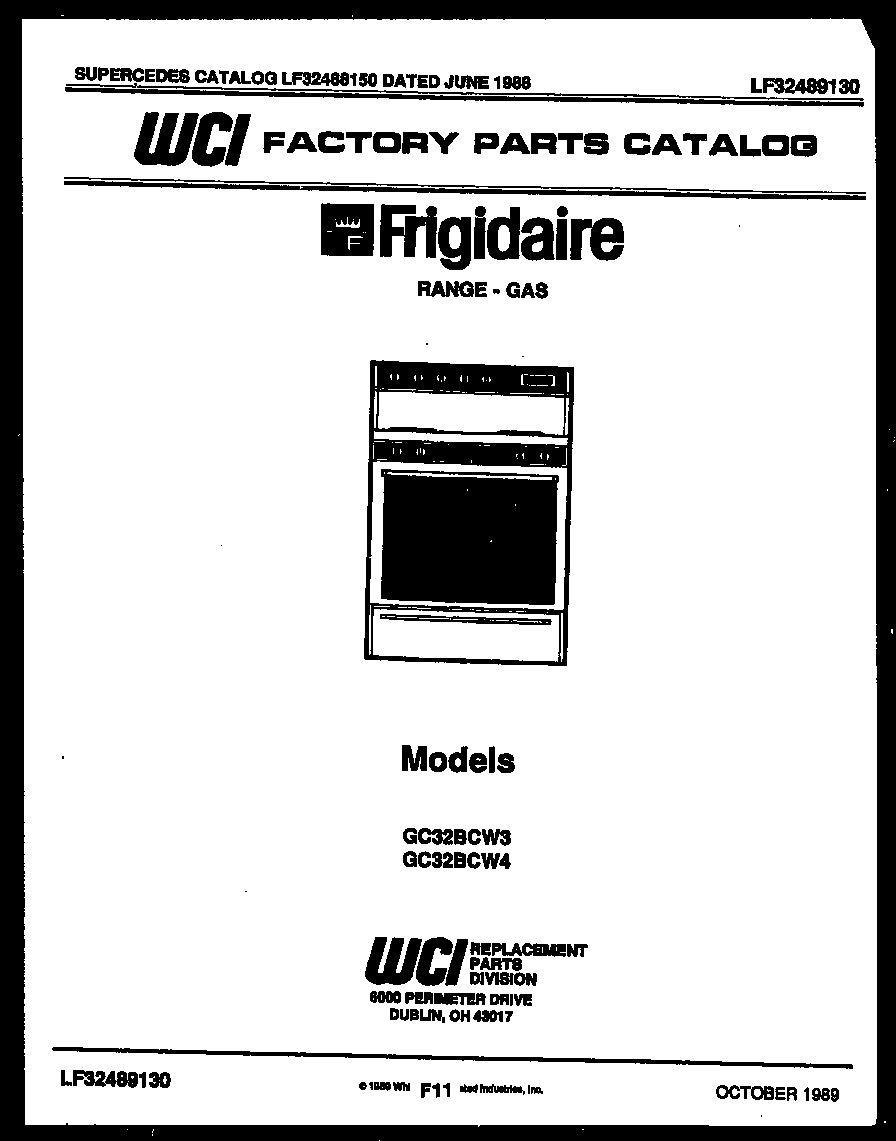 Frigidaire GC32BCL4 cover page diagram