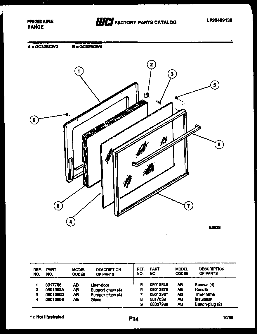Frigidaire GC32BCL4 door parts diagram