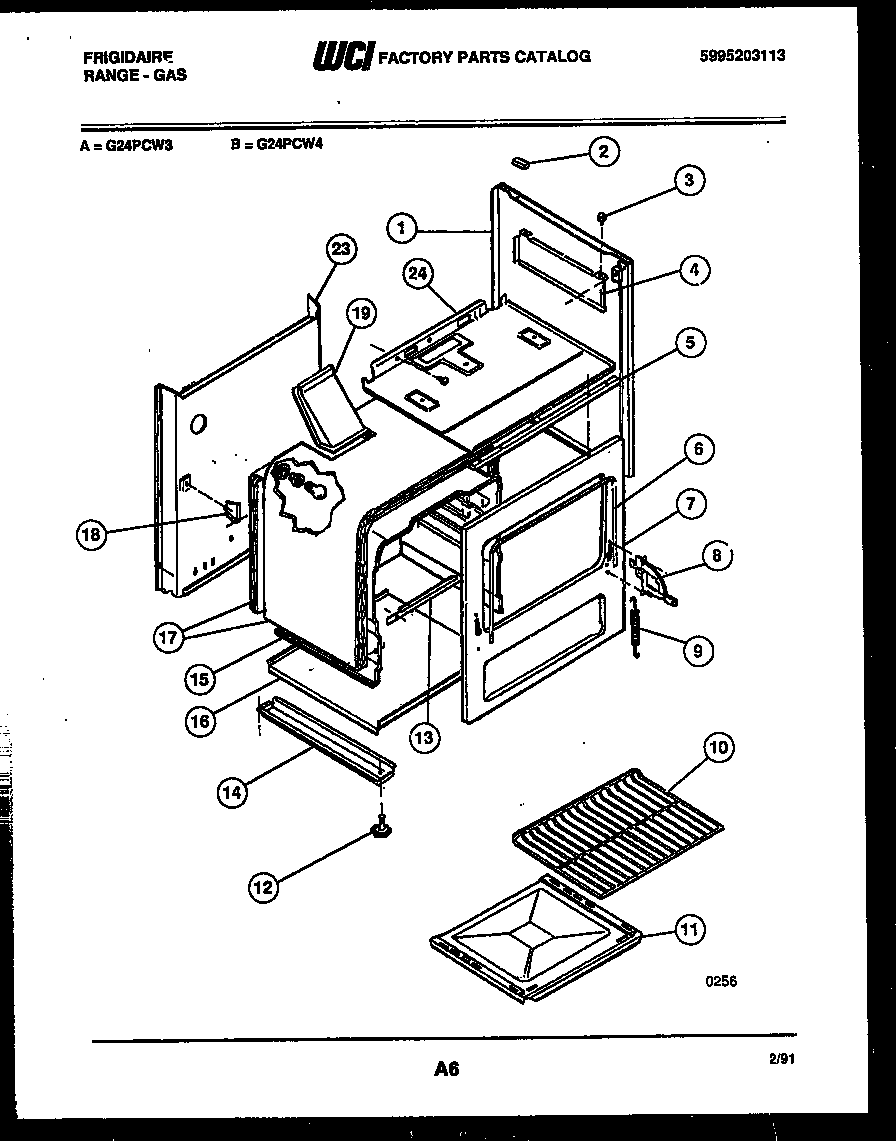 Frigidaire G24PCW3 body parts diagram