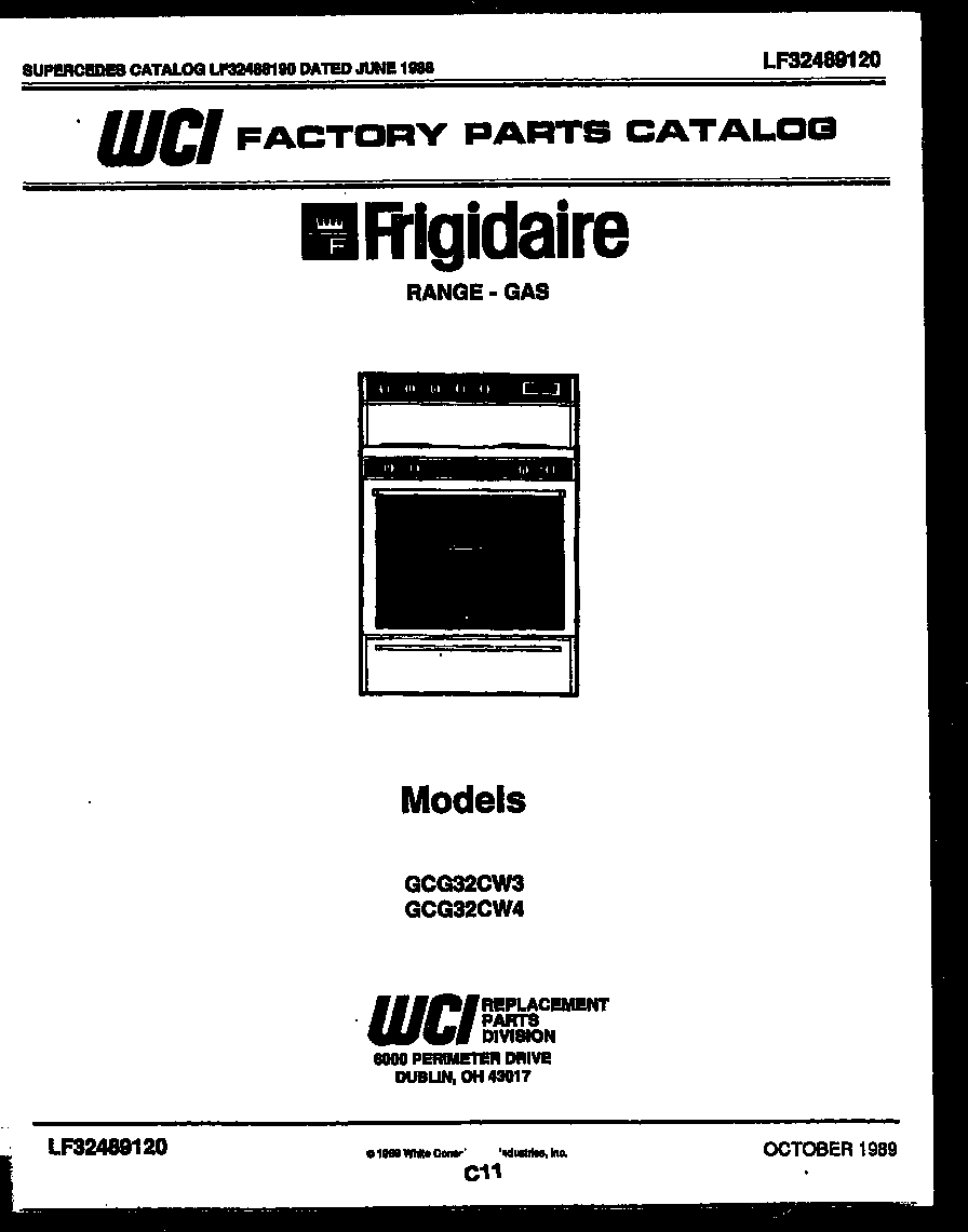 Frigidaire GCG32CL4 cover page diagram