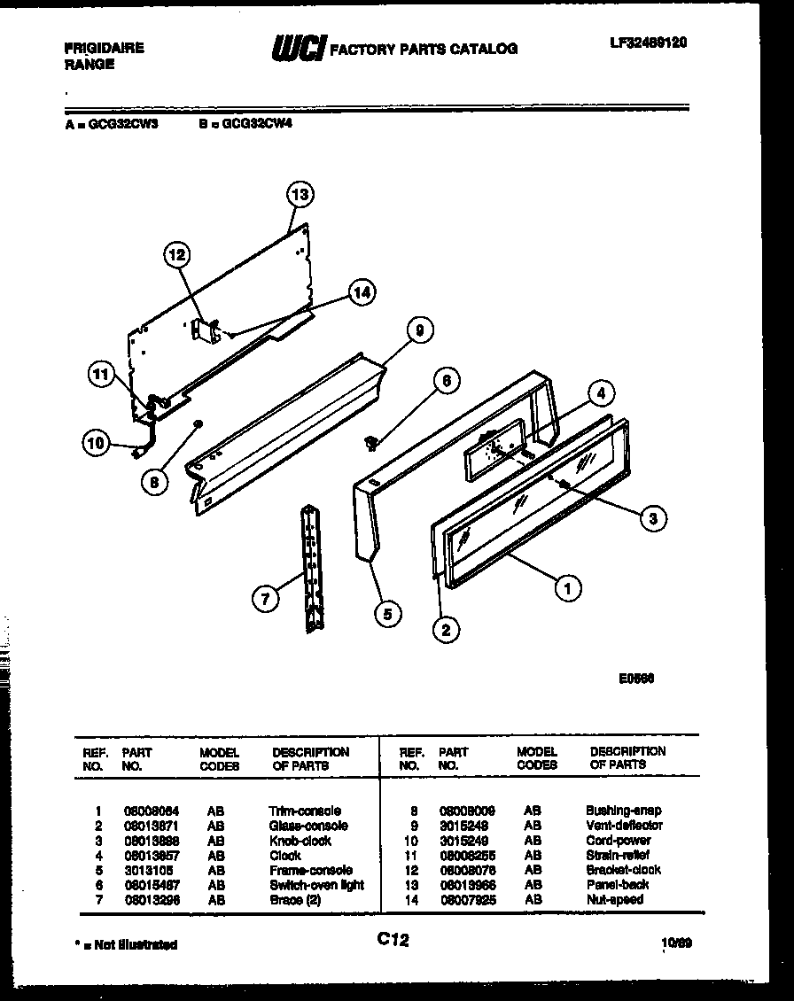 Frigidaire GCG32CL4 control panel diagram