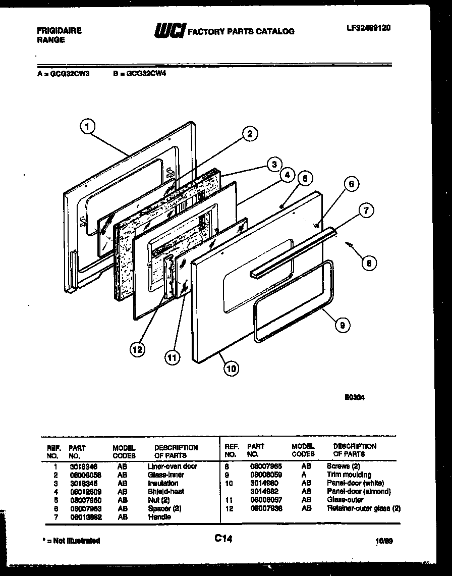 Frigidaire GCG32CL4 door parts diagram