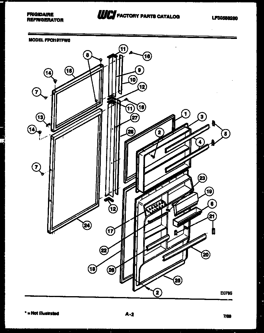Frigidaire FPCI19TFF0 door parts diagram