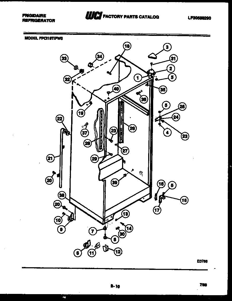 Frigidaire FPCI19TIFH0 cabinet parts diagram