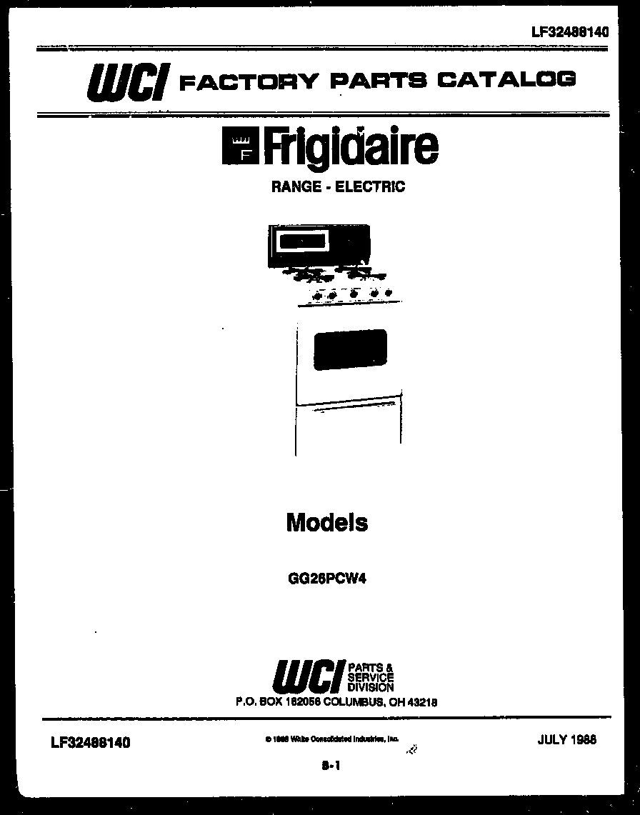 Frigidaire GG26PCW4 cover diagram