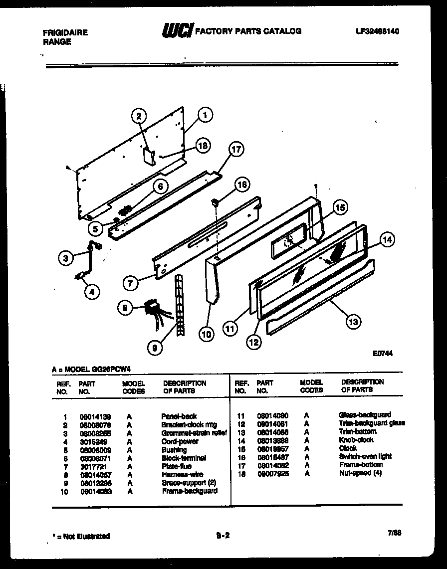 Frigidaire GG26PCW4 backguard diagram
