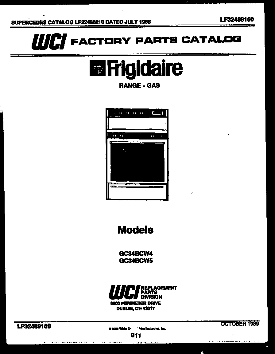 Frigidaire GC34BCW5 cover page diagram