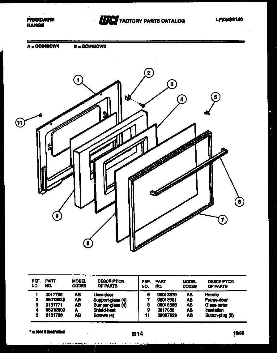 Frigidaire GC34BCW5 door parts diagram