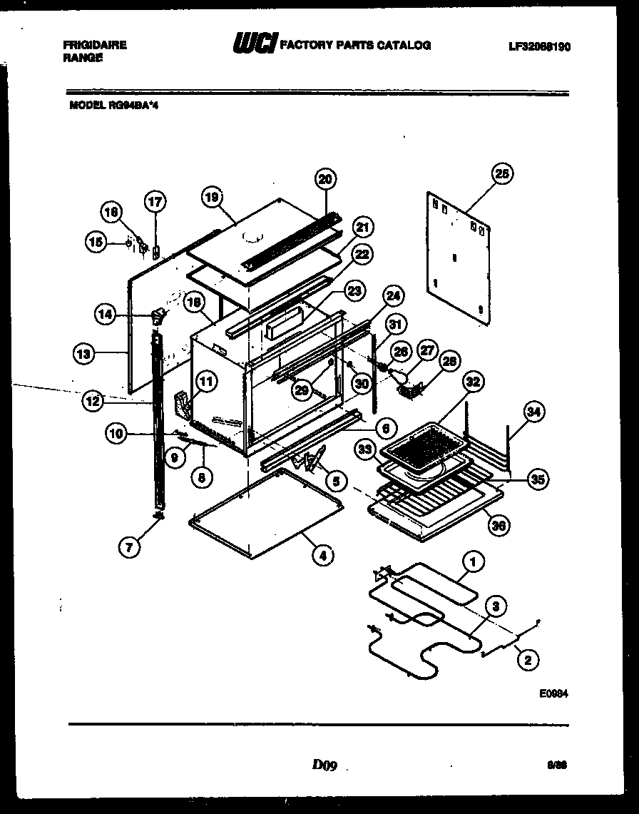 Frigidaire RG94BAB4 body parts diagram