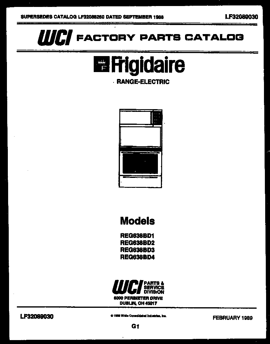 Frigidaire REG638BDL2 cover diagram