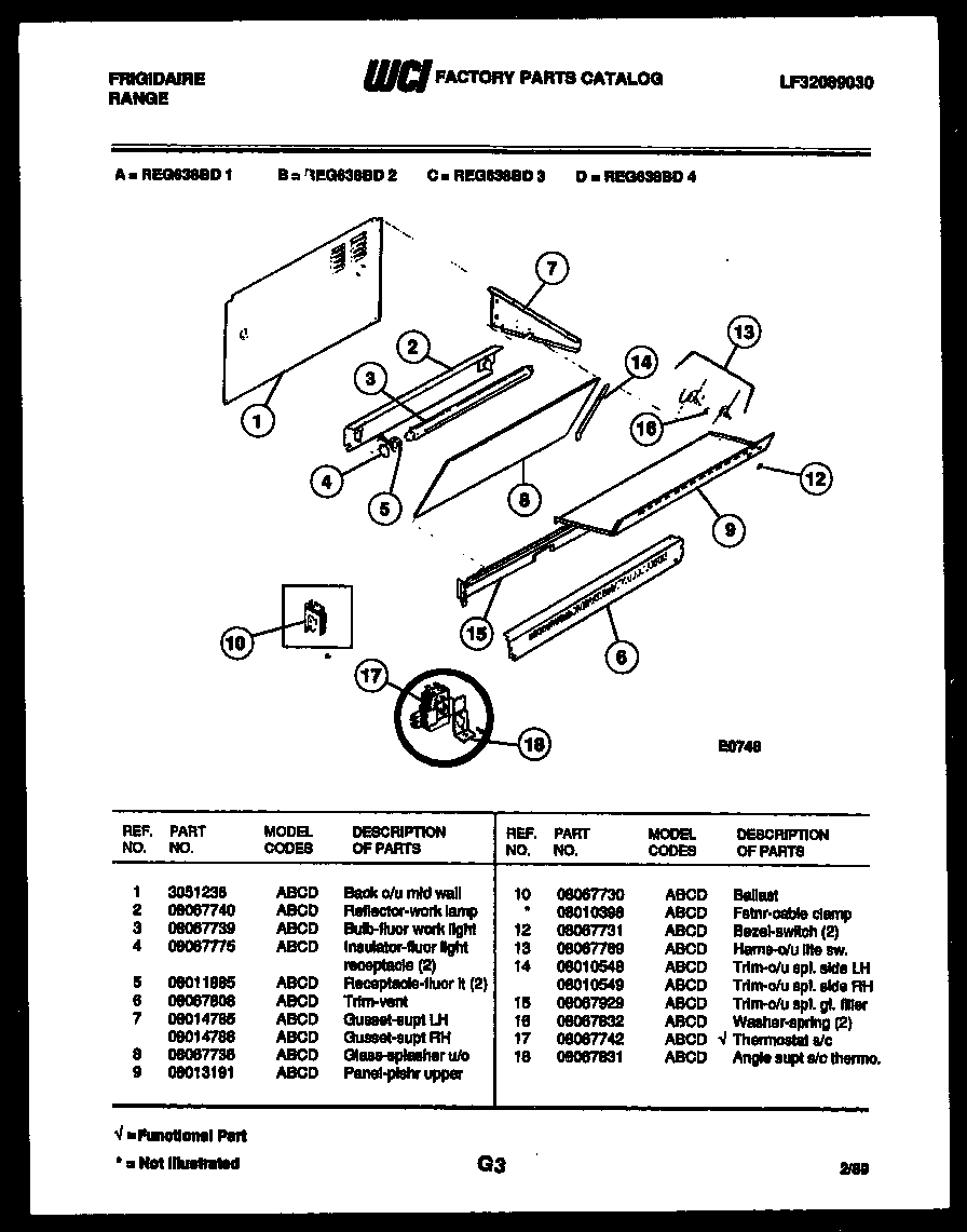 Frigidaire REG638BDL2 splasher control diagram