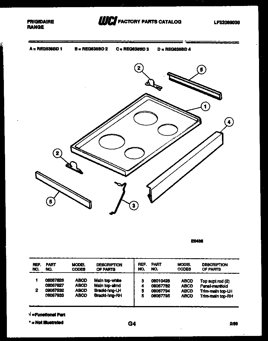 Frigidaire REG638BDL2 cooktop parts diagram